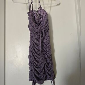 Fashion Nova NWT Purple Ruched Lace Dress
